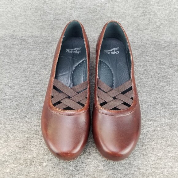 ✅Dansko Tilda Clogs Burgundy Leather Stretch Criss Cross Straps US 10.5-11 EU 41 - Picture 6 of 10